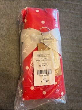 Angel Dear Red and White Polka Dot Swaddle Blanket